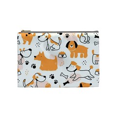 Seamless Pattern Of Cute Dog Puppy Cartoon Funny And Happy Cosmetic Bag (medium) by Wav3s