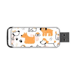 Seamless Pattern Of Cute Dog Puppy Cartoon Funny And Happy Portable Usb Flash (two Sides) by Wav3s