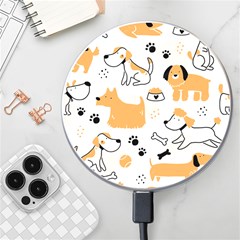 Seamless Pattern Of Cute Dog Puppy Cartoon Funny And Happy Wireless Fast Charger(white) by Wav3s