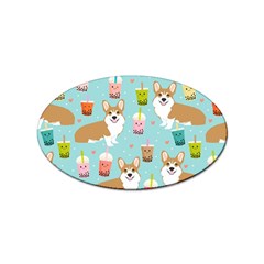 Welsh Corgi Boba Tea Bubble Cute Kawaii Dog Breed Sticker (oval) by Wav3s