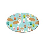 Welsh Corgi Boba Tea Bubble Cute Kawaii Dog Breed Sticker (Oval) Front