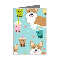 Welsh Corgi Boba Tea Bubble Cute Kawaii Dog Breed Mini Greeting Card by Wav3s