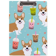 Welsh Corgi Boba Tea Bubble Cute Kawaii Dog Breed A4 Acrylic Clipboard by Wav3s