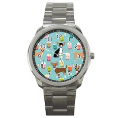 Chihuahua Bubble Kawaii Boba Tea Cute Dog Sport Metal Watch by Wav3s