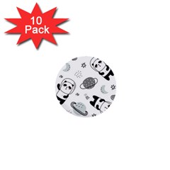 Panda Floating In Space And Star 1  Mini Buttons (10 Pack)  by Wav3s