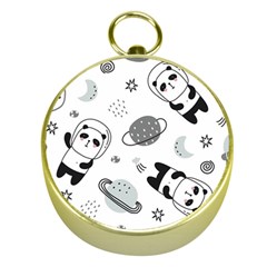 Panda Floating In Space And Star Gold Compasses by Wav3s