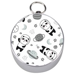 Panda Floating In Space And Star Silver Compasses by Wav3s