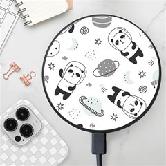 Panda Floating In Space And Star Wireless Fast Charger(black) by Wav3s