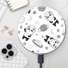 Panda Floating In Space And Star Wireless Fast Charger(white) by Wav3s