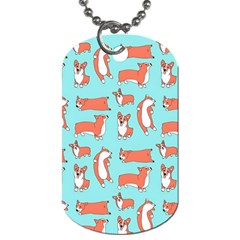 Corgis On Teal Dog Tag (two Sides) by Wav3s