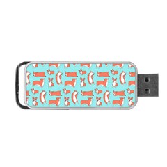 Corgis On Teal Portable Usb Flash (two Sides) by Wav3s