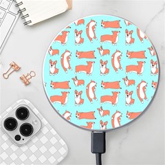 Corgis On Teal Wireless Fast Charger(white) by Wav3s