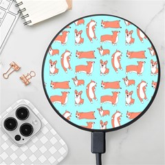 Corgis On Teal Wireless Fast Charger(black) by Wav3s