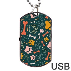 Dog Paw Colorful Fabrics Digitally Dog Tag Usb Flash (two Sides) by Wav3s