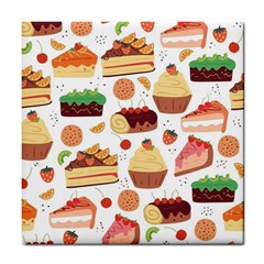 Seamless Pattern Hand Drawing Cartoon Dessert And Cake Tile Coaster by Wav3s