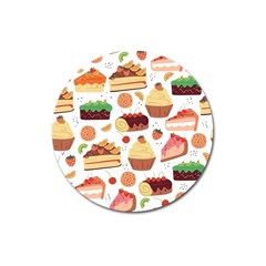 Seamless Pattern Hand Drawing Cartoon Dessert And Cake Magnet 3  (round) by Wav3s