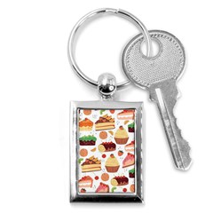 Seamless Pattern Hand Drawing Cartoon Dessert And Cake Key Chain (rectangle) by Wav3s