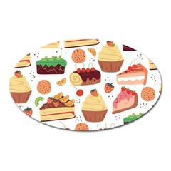 Seamless Pattern Hand Drawing Cartoon Dessert And Cake Oval Magnet by Wav3s