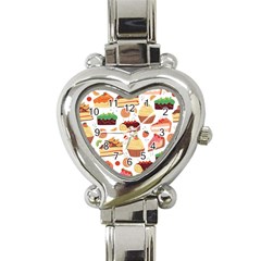 Seamless Pattern Hand Drawing Cartoon Dessert And Cake Heart Italian Charm Watch by Wav3s