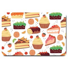 Seamless Pattern Hand Drawing Cartoon Dessert And Cake Large Doormat by Wav3s