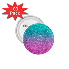 Pink And Turquoise Glitter 1 75  Buttons (100 Pack)  by Wav3s