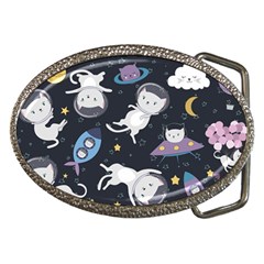 Space Cat Illustration Pattern Astronaut Belt Buckles by Wav3s