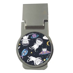 Space Cat Illustration Pattern Astronaut Money Clips (round)  by Wav3s