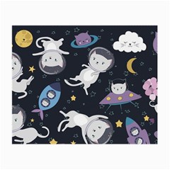 Space Cat Illustration Pattern Astronaut Small Glasses Cloth by Wav3s