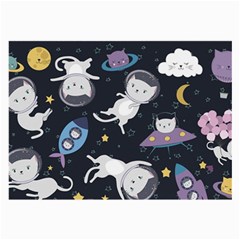 Space Cat Illustration Pattern Astronaut Large Glasses Cloth by Wav3s