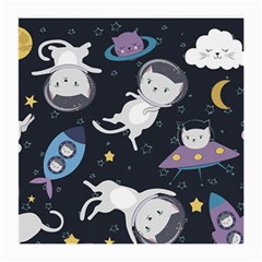 Space Cat Illustration Pattern Astronaut Medium Glasses Cloth (2 Sides) by Wav3s