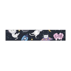 Space Cat Illustration Pattern Astronaut Premium Plush Fleece Scarf (mini) by Wav3s