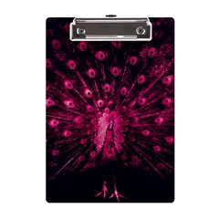 Peacock Pink Black Feather Abstract A5 Acrylic Clipboard by Wav3s