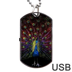 Peacock Feathers Dog Tag Usb Flash (two Sides) by Wav3s