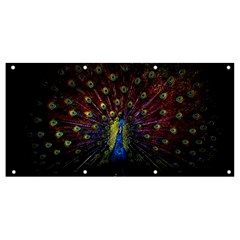 Peacock Feathers Banner And Sign 8  X 4  by Wav3s