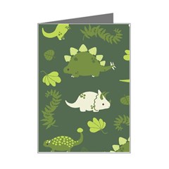 Cute Dinosaur Pattern Mini Greeting Card by Wav3s