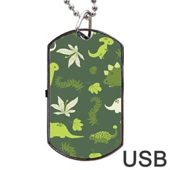 Cute Dinosaur Pattern Dog Tag Usb Flash (two Sides) by Wav3s