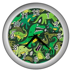 Dino Kawaii Wall Clock (silver) by Wav3s