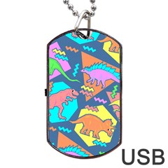 Dinosaur Pattern Dog Tag Usb Flash (two Sides) by Wav3s