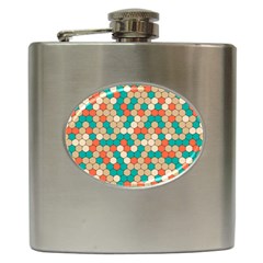 Multicolored Honeycomb Colorful Abstract Geometry Hip Flask (6 Oz) by Vaneshop