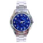 Blue Bubbles Abstract Stainless Steel Analogue Watch Front