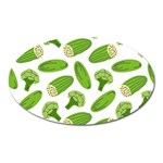 Vegetable Pattern With Composition Broccoli Oval Magnet Front