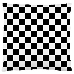 Black White Checker Pattern Checkerboard Large Cushion Case (one Side) by Cowasu