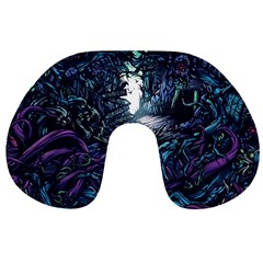 Horror Psychedelic Art Travel Neck Pillow by Cowasu