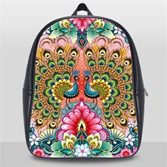 Pink Peacock Bird Pattern Texture School Bag (xl) by Cowasu