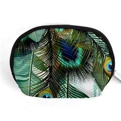 Peacock Feathers Feather Blue Green Accessory Pouch (medium) by Cowasu