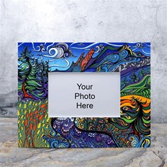 Psychedelic Landscape White Tabletop Photo Frame 4 x6  by Cowasu