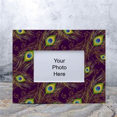 Peacock Feathers Pattern White Tabletop Photo Frame 4 x6  by Cowasu