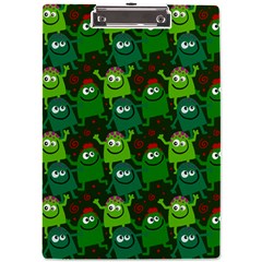 Green Monster Cartoon Seamless Tile Abstract A4 Acrylic Clipboard by Bangk1t