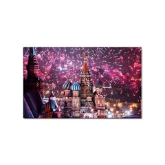 Moscow Kremlin Saint Basils Cathedral Architecture  Building Cityscape Night Fireworks Sticker Rectangular (100 Pack) by Cowasu