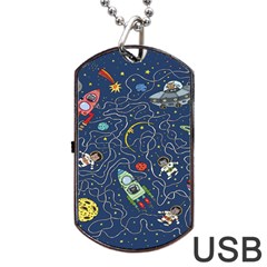 Cat Cosmos Cosmonaut Rocket Dog Tag Usb Flash (two Sides) by Cowasu